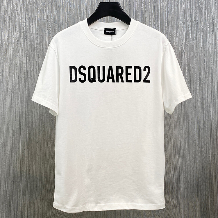 แฟชั่นTrendy loose version short-sleeved T-shirt men's dsquared2 simple print, fashion trend pure co