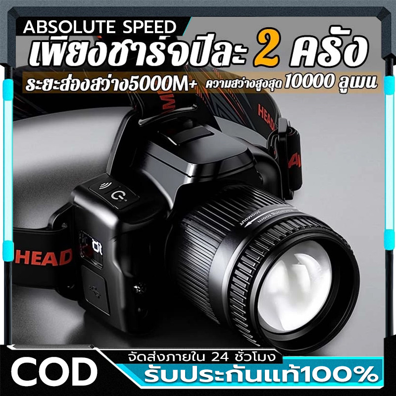 U8 ไฟฉายคาดหัว ไฟฉายคาดหัวแท้ ปรับแสงได้ 3 สี กันน้ำ หมุนได้90°ทนทาน จอแสดงระดับแบตดิจิทัล ไฟส่องกบ Headlamp