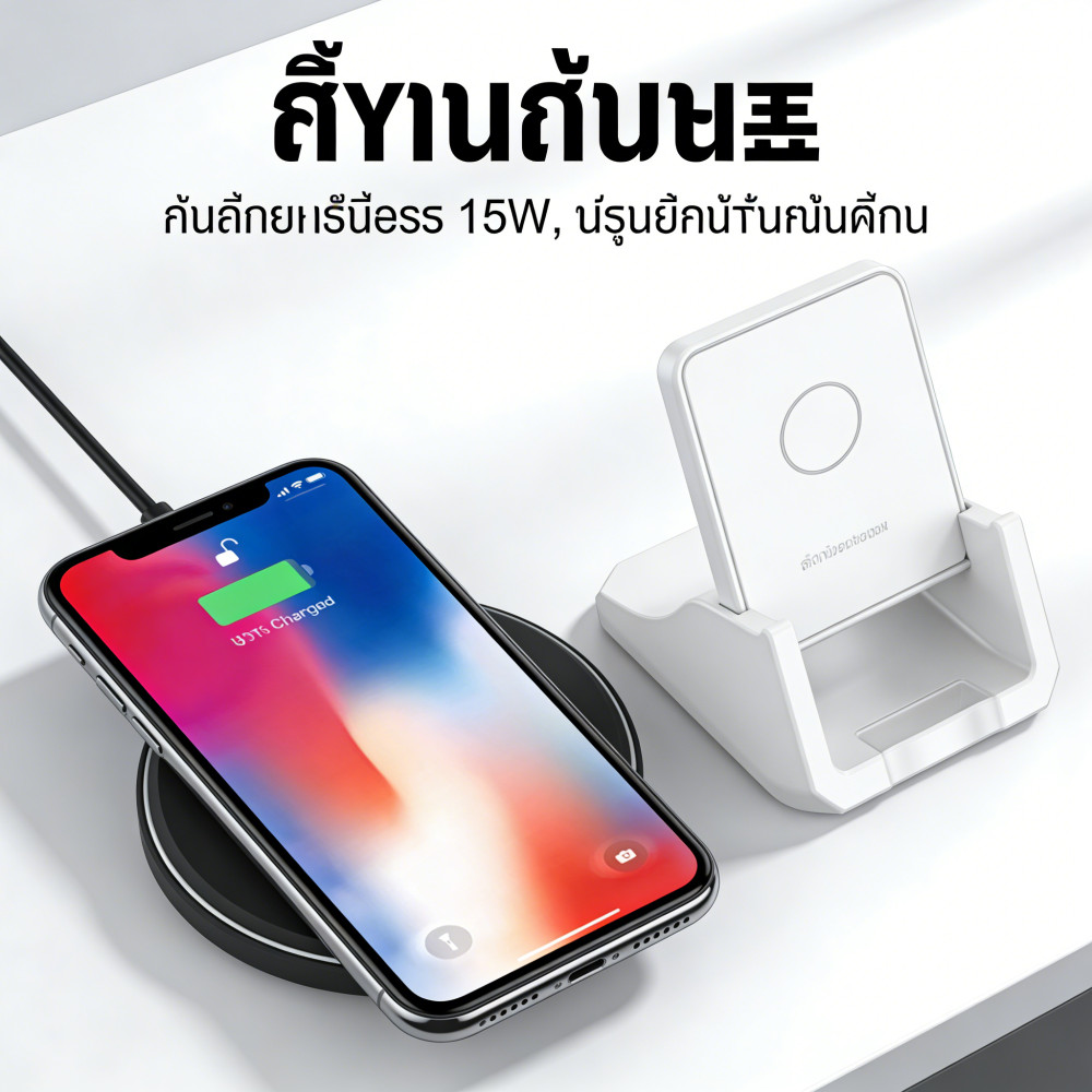 ที่ชาร์จไร้สาย 15W แท่นชาร์จไรสาย Fast charger ใช้กับ Huawei Apple Samsung แบตไร้สาย