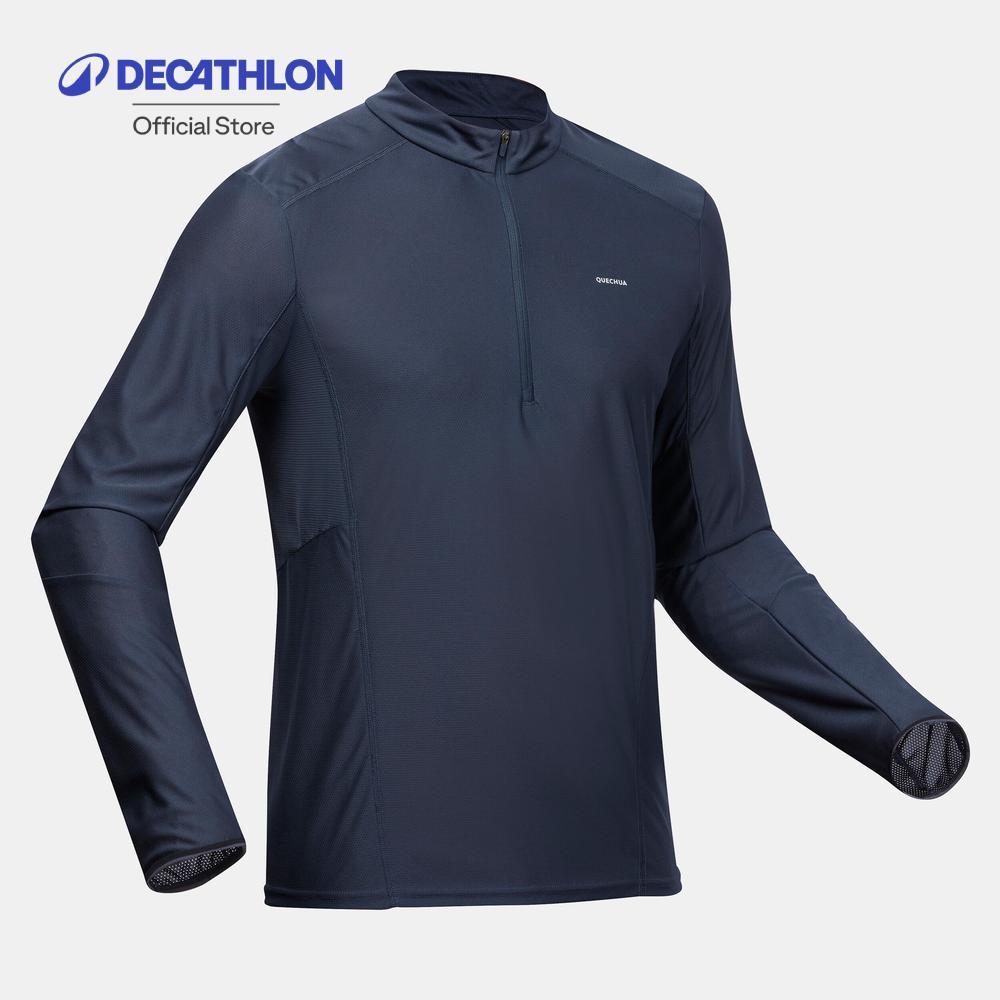 Decathlon Men'S Long-Sleeved Mountain Walking T-Shirt - Mh500 เสื้อยืดเดินป่าแขนยาวสำหรับผู้ชาย รุ่น