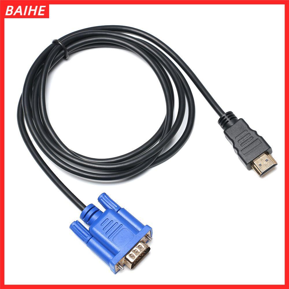 BAIHE อะแดปเตอร์แปลงสัญญาณ HDMI เป็น VGA ชาย-ชาย 1080P คุณภาพสูง สำหรับ PC HDTV