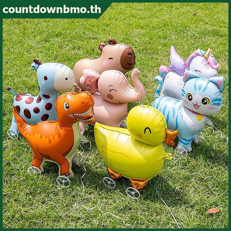 CO 4D การ์ตูนฟอยล์บอลลูนช้างขาตั้งเดินบอลลูนล้อสําหรับเด็กวันเกิดตกแต่ง Baby Shower TH