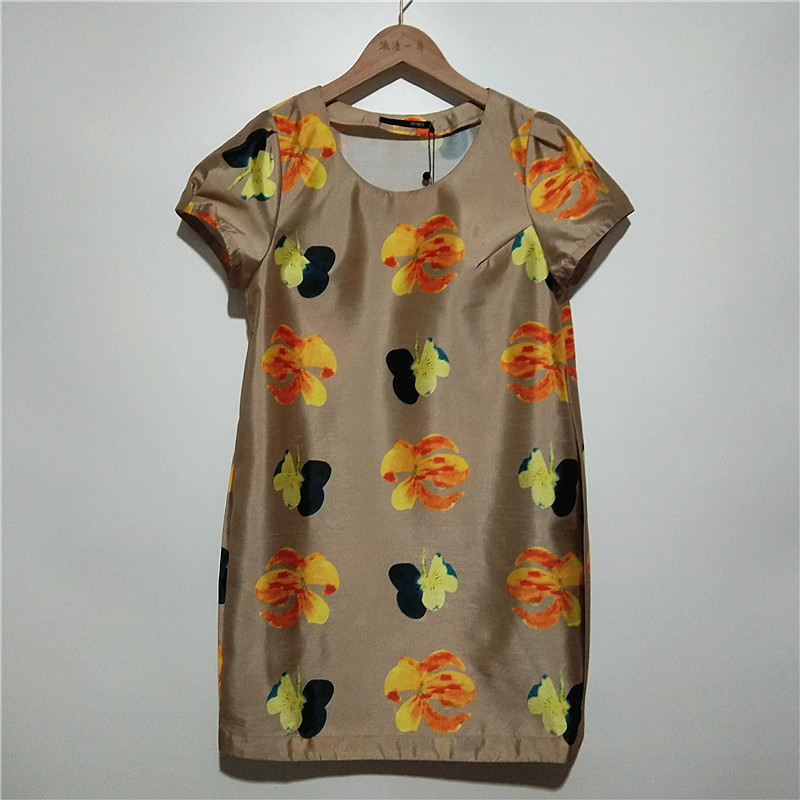 RME/Romantic ชิ้นเดียวฤดูร้อนสบายๆรอบคอแขนสั้นพิมพ์ A-Shaped หลวมเอวผู้หญิง All-Match เสื้อผ้าผู้หญิ