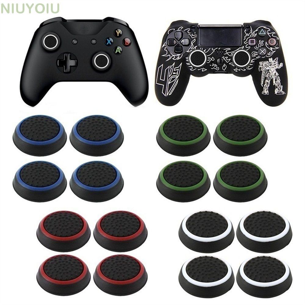 NIUYOIU 4 ชิ้นจอยสติ๊กหมวกเกม Analog 360 Anti-slip Thumb Stick Grip สําหรับ PS3 PS4 XBOX One