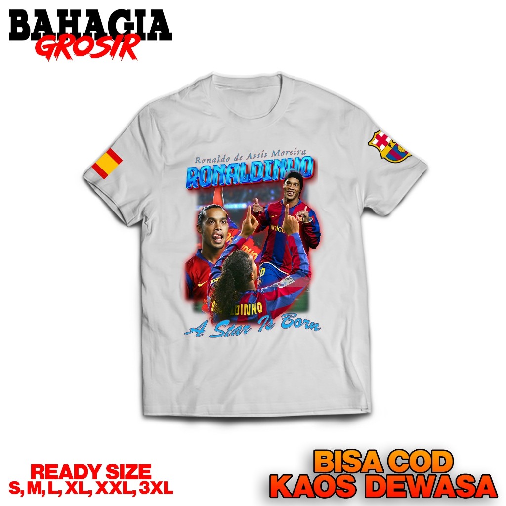 Ronaldo de Assis Moreira FC Barcelona Streetwear เสื้อยืด Ronaldo Bootleg Distro เสื้อ