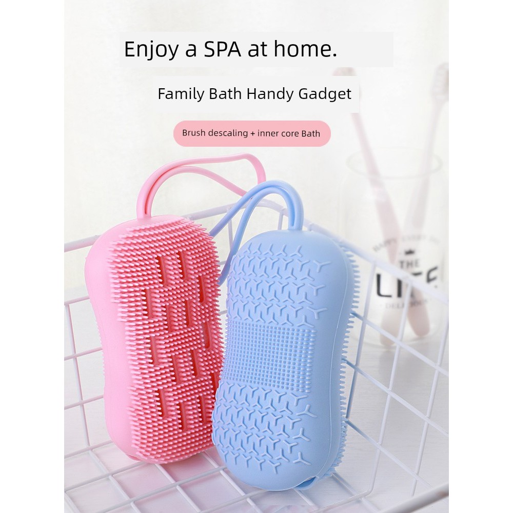 ฟองน้ำ ฟองน้ำล้างจาน Rub Ash ซิลิโคนฟองน้ําเช็ด Body Shower Cool Bath Handy เครื่องมือ