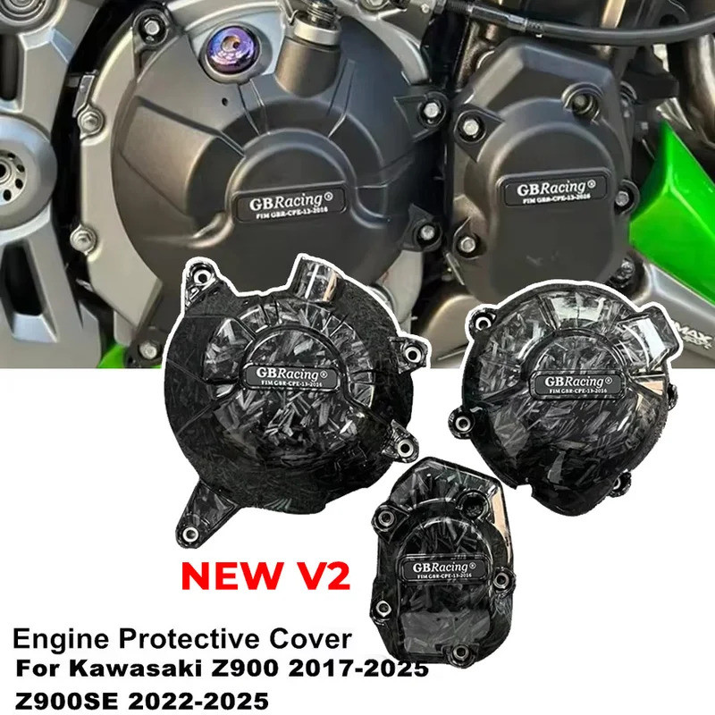 ใหม่ V2 protector de motor de moto Engine Cover Set สําหรับ Kawasaki Z900 (2017-2026) - ฝาครอบคลัชและรองไดชาร์จ