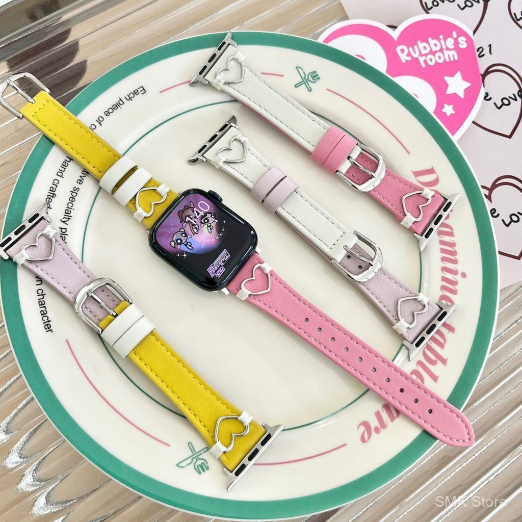 Love Color Matching Lambskin Strap เหมาะสําหรับ applewatch Apple Watch iwatch11 Generation 7654SE