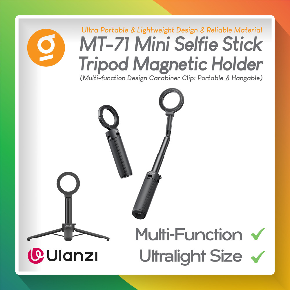 ULANZI MT71 Magnetic Mini Selfie Stick 2in1 Desktop Stand พร้อมคลิปคาราบิเนอร์สําหรับสมาร์ทโฟน Live Selfie Video Call MT 71