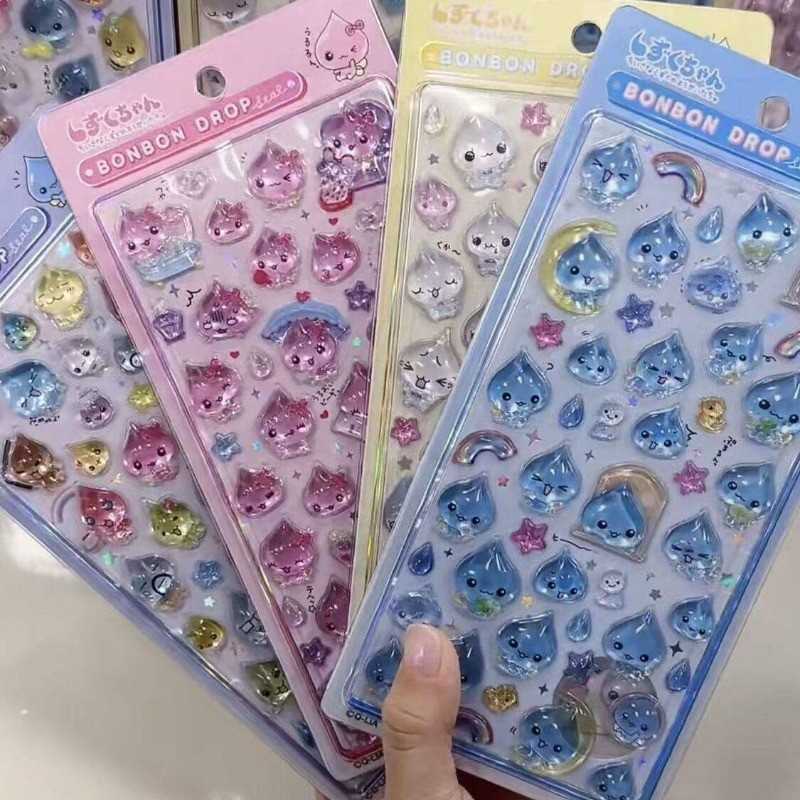 สติกเกอร์หยดน้ําขนาดเล็กโบราณนูนคริสตัลสามมิติแวววาว Raindrop คริสตัลอีพ็อกซี่ DIY ตกแต่งน่ารัก