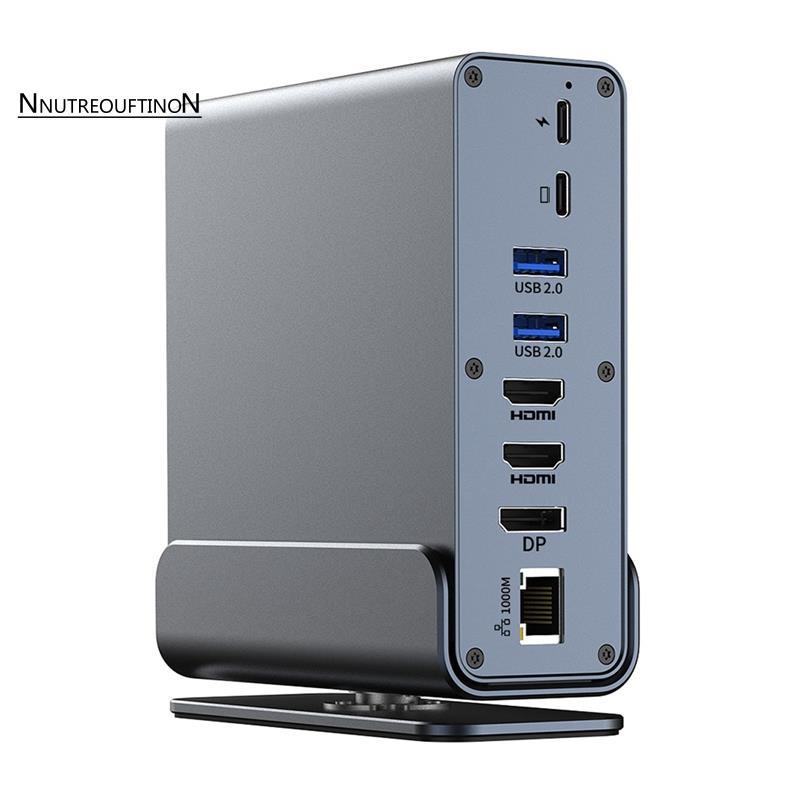 [ขายร้อน N] 15 in 1 USB-C Docking Station 4K HD Vertical Hub พร้อม Triple Monitor ,RJ45 1000M,USB 3.