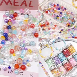 [2-10 มม.] ลูกปัดผสมแก้ว ประมาณ 60-120 เม็ด สำหรับทำสร้อยข้อมือ