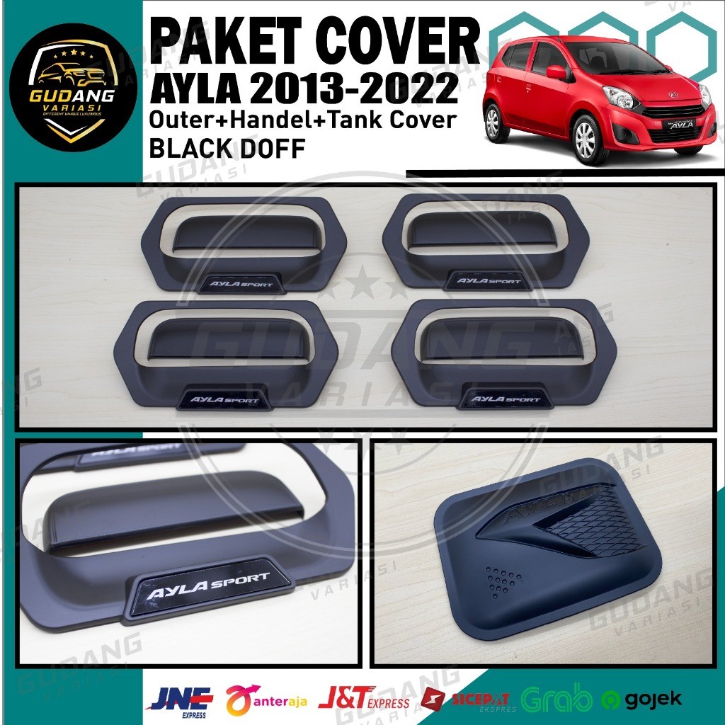 ด้านนอก+มือจับ+แพ็คเกจฝาถัง Ayla Sport VVTI 2013-2022 Black & Carbon