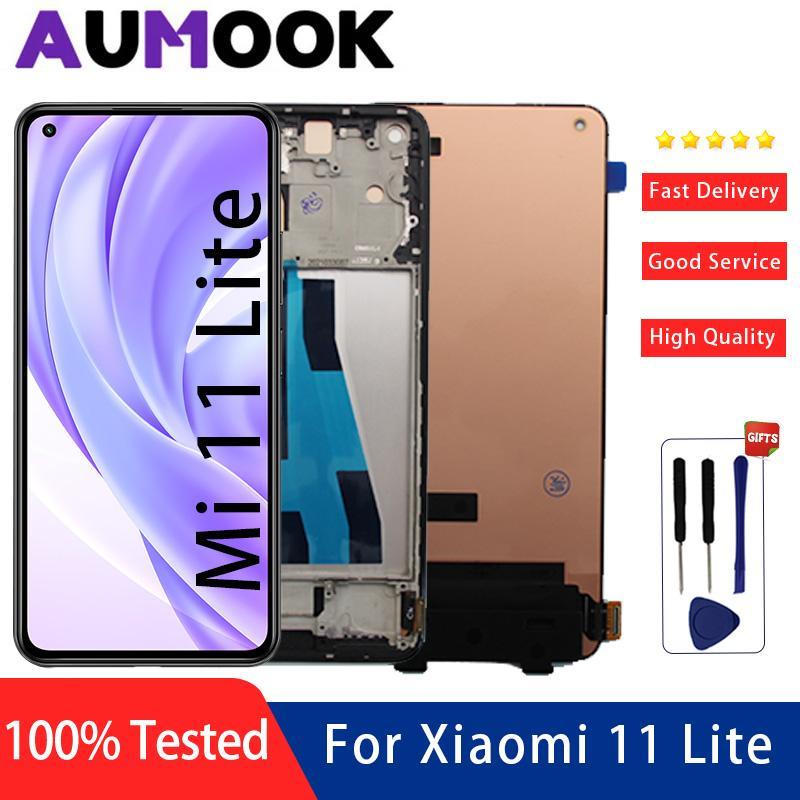 จอแสดงผล AMOLED สําหรับ Xiaomi Mi 11 Lite LCD M2101K9AG M2101K9 Touch Screen Digitizer Assembly สําห