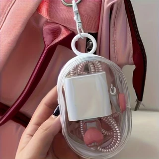 Sanli กระเป๋าเก็บหูฟังหู กระเป๋าจัดเก็บสายเคเบิล ถุงเก็บสายชาร์จ กระเป๋า PVC ใส เก็บสายชาร์จ พกพาสะดวก