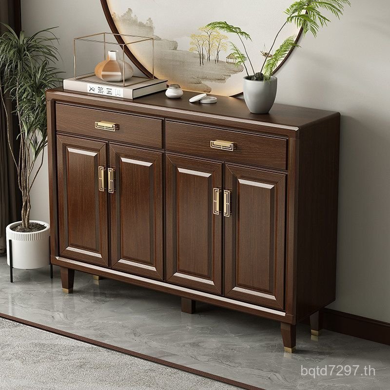 ตู้เก็บรองเท้าไม้จริงแบบหลายชั้น รุ่นปี 2025 สำหรับทางเข้าบ้าน ติดผนัง ความจุขนาดใหญ่ สไตล์จีนยอดนิย