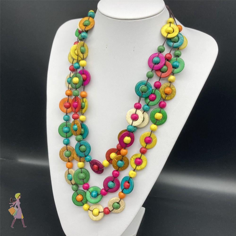 INNICE จี้สร้อยคอ Statement Bib ลูกปัดเครื่องประดับคอแฮนด์เมด