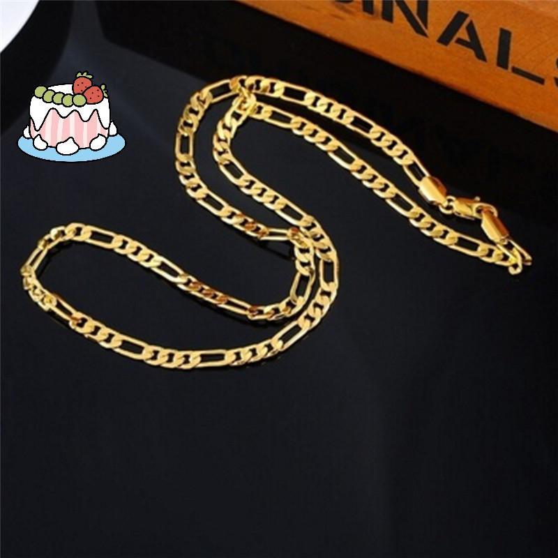 [Sep] แฟชั่น 18K Gold Plated Mens Punk Chain Nelace Women Long Nelace Jewelry [COD]
