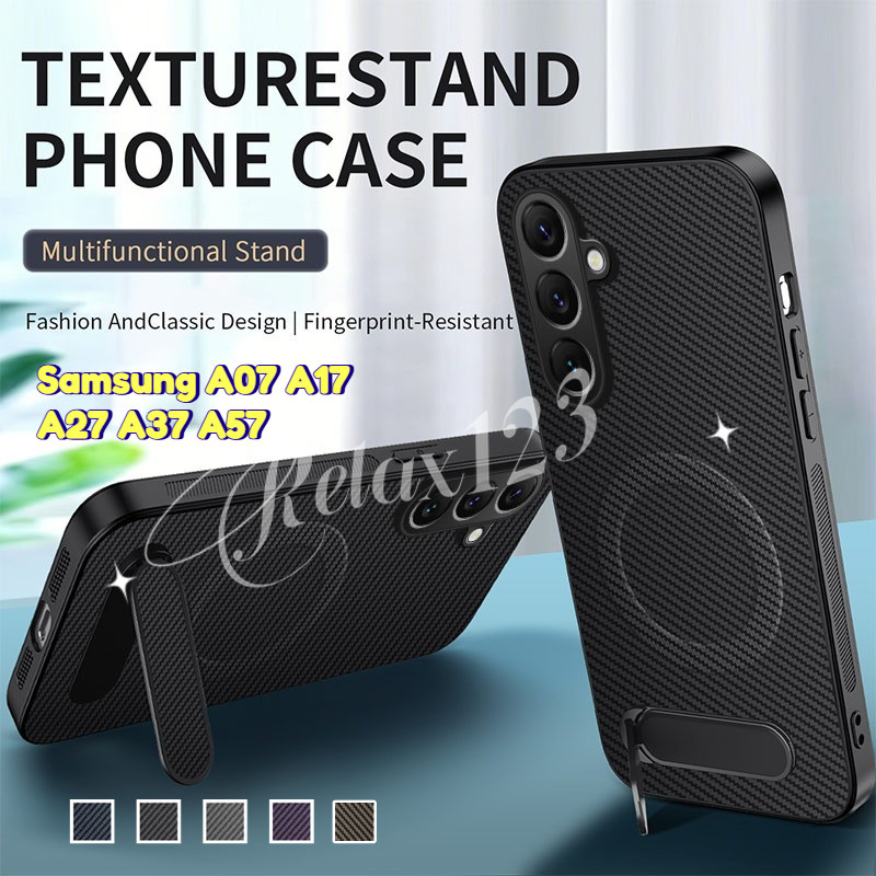 SAMSUNG สําหรับSamsung A07 A27 A37 A57 4G 5Gคาร์บอนไฟเบอร์สไตล์เคสโทรศัพท์แม่เหล็กสําหรับSamsung Gal