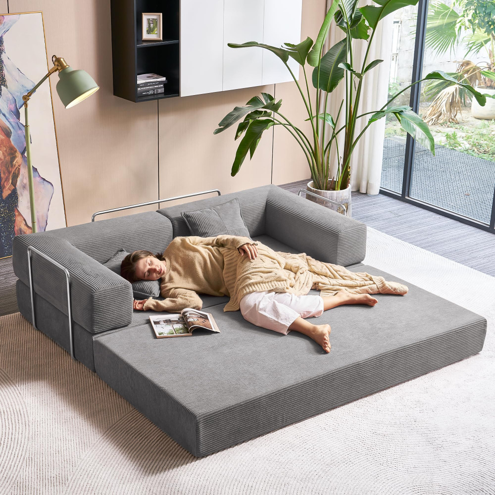【จัดส่งภายใน 24 ชั่วโมง】IKHOMES โซฟาอัดแน่น เอนกประสงค์เอนได้ โซฟาเบดเกียจคร้าน สำหรับบ้าน พื้นที่จำกัด ผ้าหุ้มถอดซักได้ รูปที่ 8