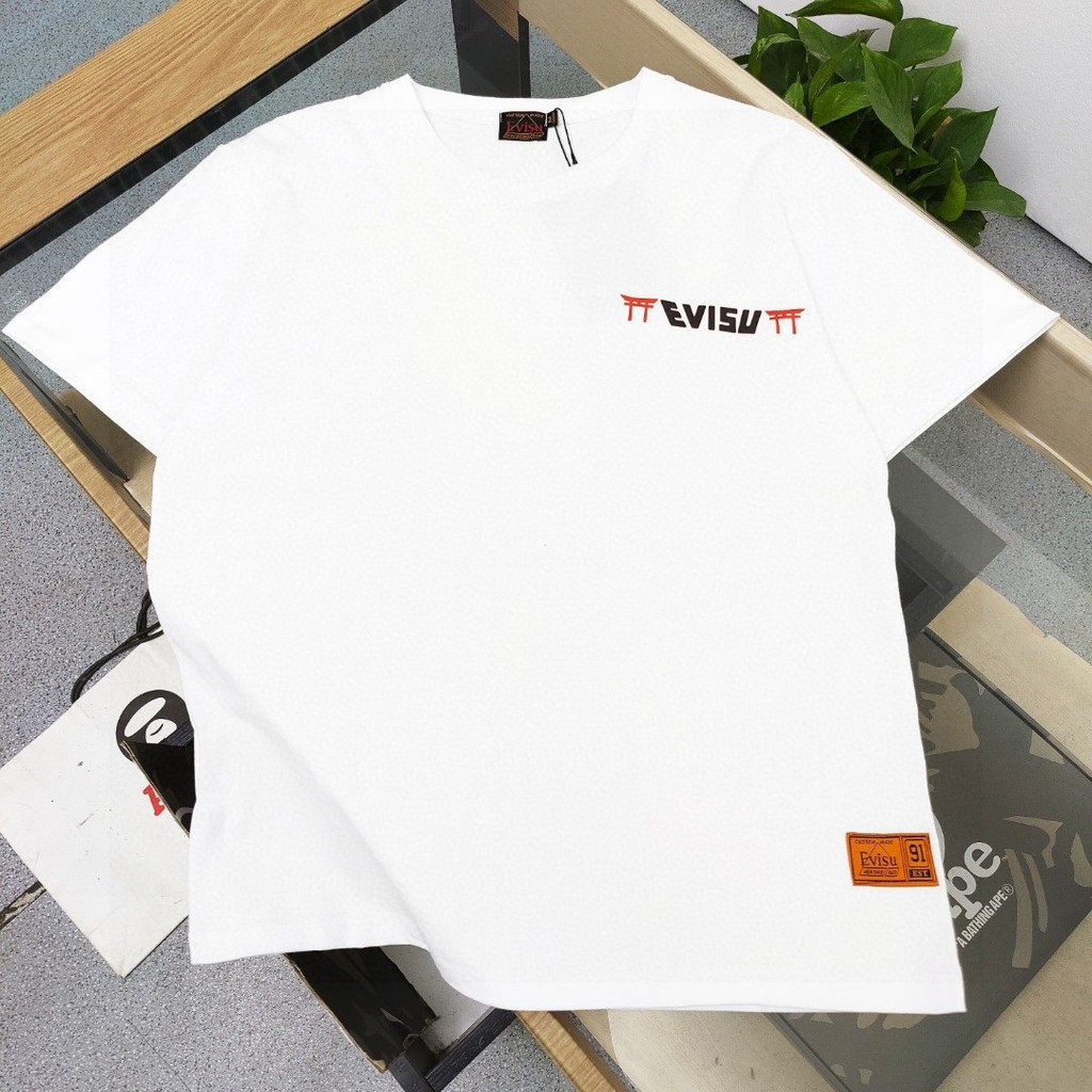 Evisu/God of Fortune/6XL2026 ต้นฤดูใบไม้ผลิสไตล์ใหม่เสื้อยืดแขนสั้นผู้ชายผู้หญิงสไตล์คู่ขนาดใหญ่กีฬา