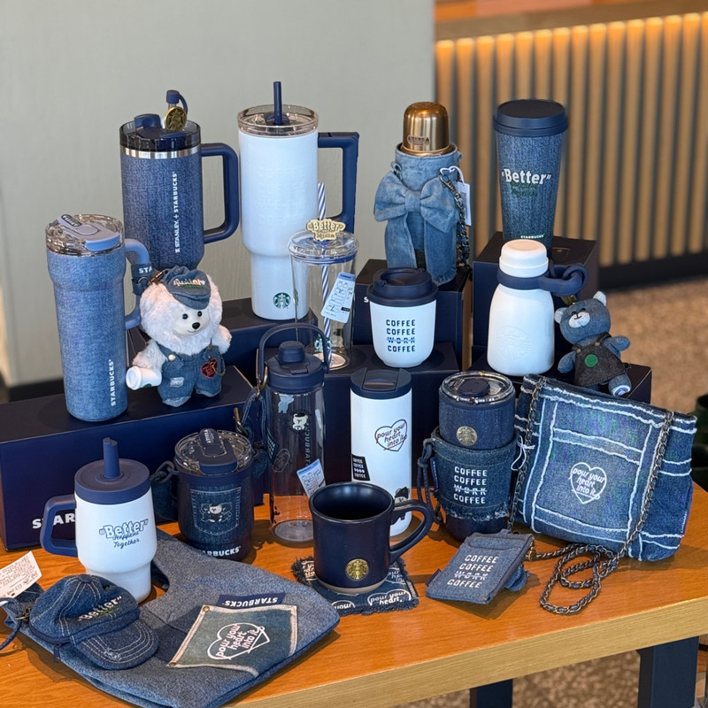 Starbucks China 2026 Denim Collection แก้วเซรามิคแก้วฟางถ้วยแก้วน้ําสแตนเลสของขวัญ