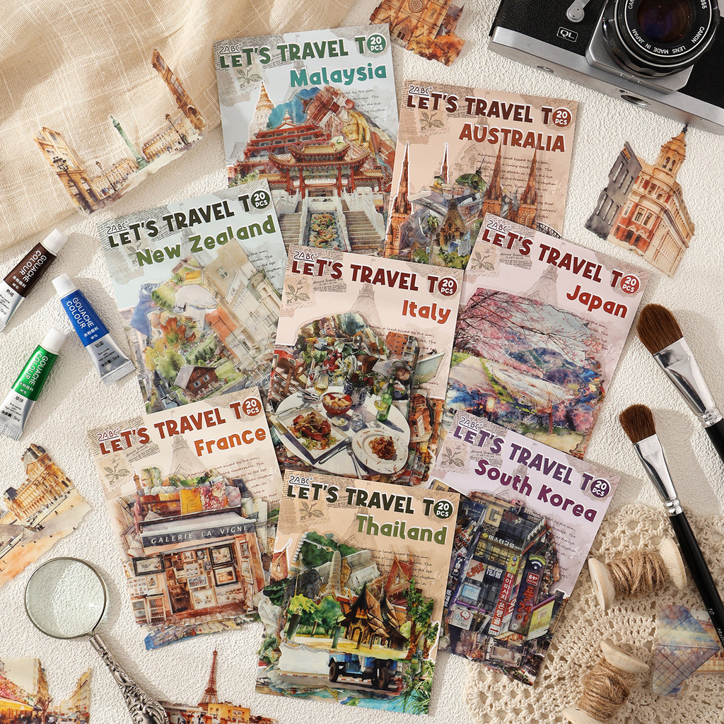 Journamm 20pcs PET สติกเกอร์สําหรับสมุดภาพ Journal Junk Journal Collage โปร่งใสหัตถกรรมสมุดภาพอุปกรณ