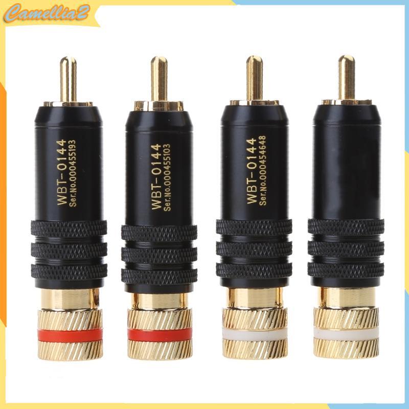 Cam 4 ชิ้น WBT-0144 Gold Plated RCA Plug Lock การประสาน o Video Plugs Connector