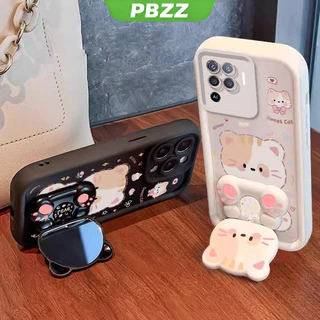 PBZZ FOR เคส สําหรับ OPPO A94 4G OPPO reno 5F Reno5 F reno 5 lite เคสโทรศัพท์ Softcase ซิลิโคนกันกระแทกออกแบบใหม่ความงามการ์ตูนแมวพร้อมผู้ถือสําหรับกระจก JTMMZJ01
