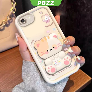 PBZZ FOR เคส เคสสําหรับ iphone 5s iphone 5 iphone 6 iphone 6s iphone 6 plus เคสโทรศัพท์ Softcase ซิลิโคนกันกระแทกปกดีไซน์ใหม่ความงามการ์ตูนแมวพร้อมที่วางสําหรับกระจก JTMMZJ01