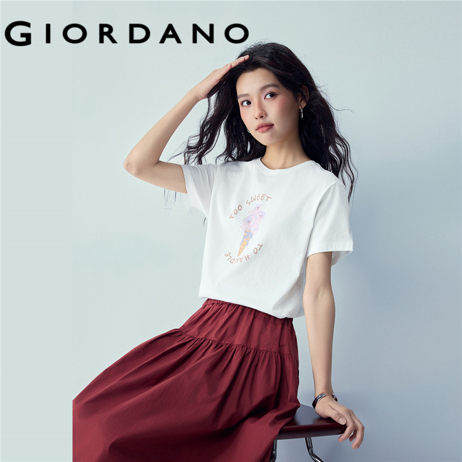 GIORDANO WOMEN Dessert themed print short sleeve cotton tee 05396387