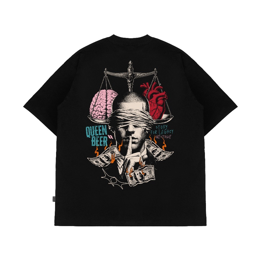 Queenbeer - เสื้อยืด Isaac Black ดั้งเดิม