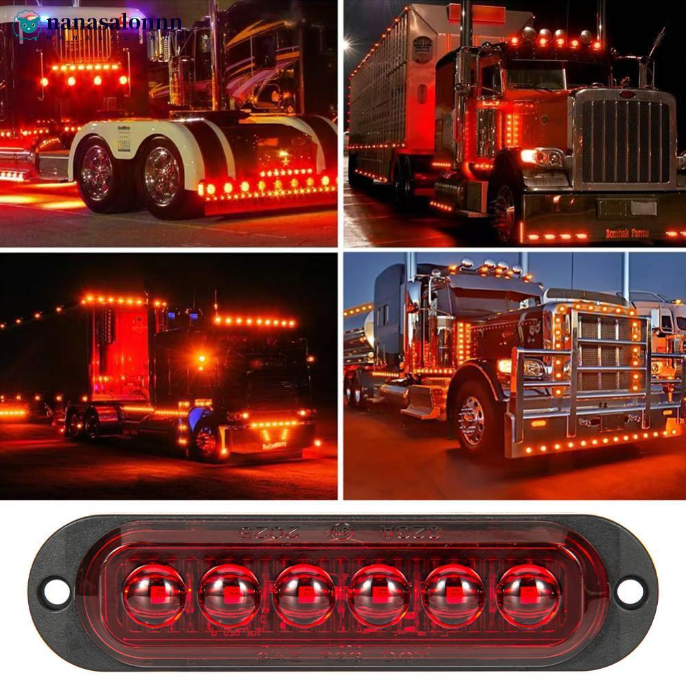 NANASALONNN 6 LEDs รถบรรทุก Len ไฟเลี้ยวด้านข้าง 12-24V กันน้ํารถ Trailer รถบรรทุก Van Bus ไฟเตือนคว
