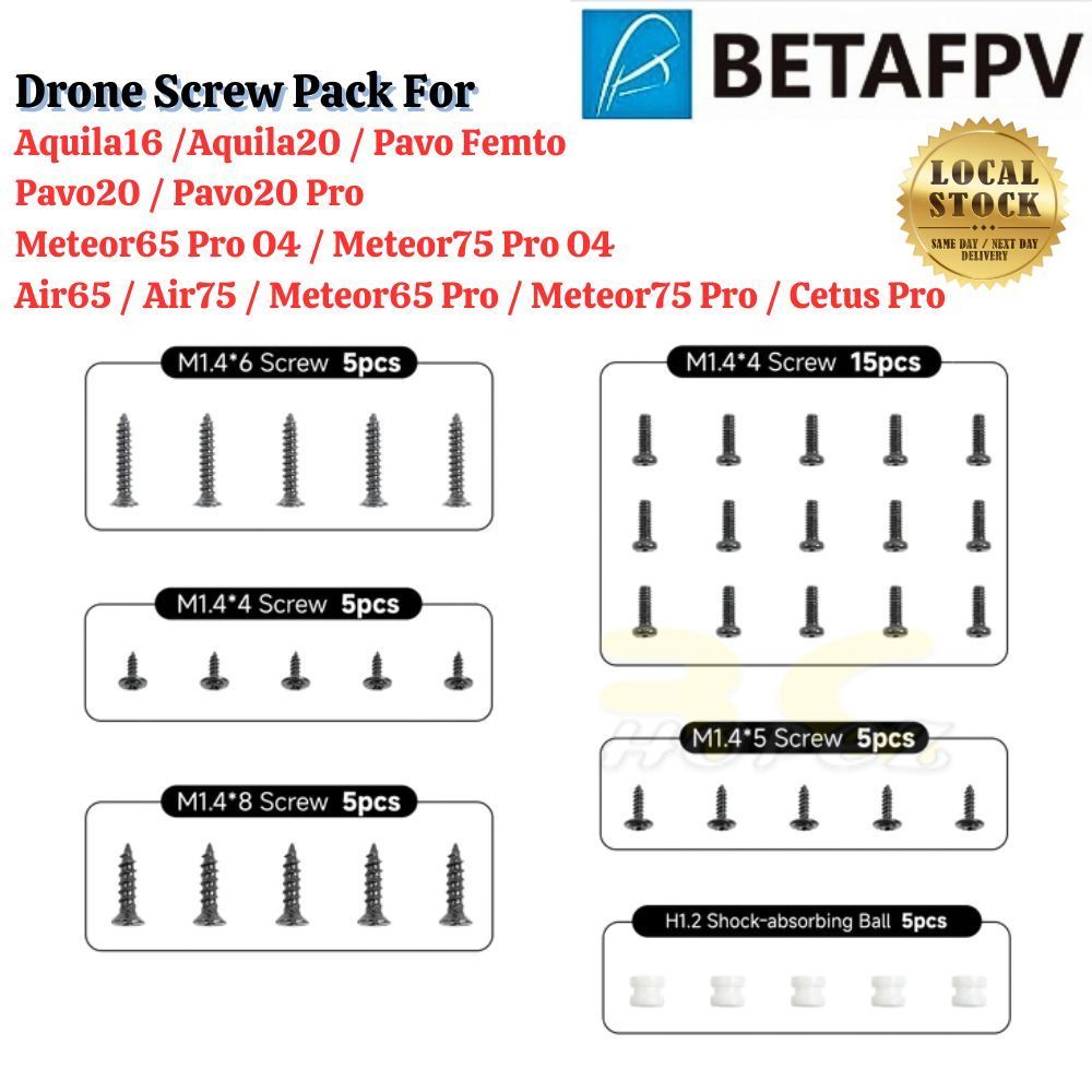 BetaFPV Drone สกรูแพ็คสําหรับ Pavo20 Pro Meteor65 Pro O4 Meteor75 Pro O4 Air65 Air75 Aquila16 Aquila