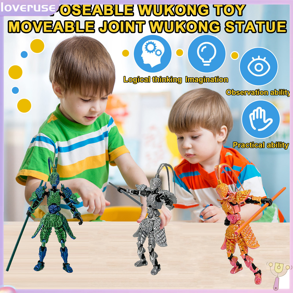/LOV/ Wukong ของเล่นสะสม 3d พิมพ์ Wukong รูป 3d พิมพ์ Wukong Action Figure พร้อมข้อต่อที่สามารถเคลื่