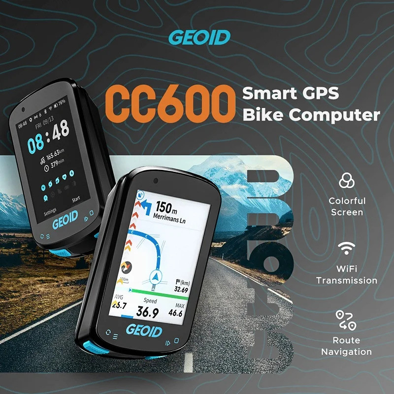 GeoID CC600 คอมพิวเตอร์จักรยานแบบสมาร์ท จอแสดงผลสี ระบบนำทาง GPS หน่วยวัดความเร็วพร้อม Wi-Fi และ ANT