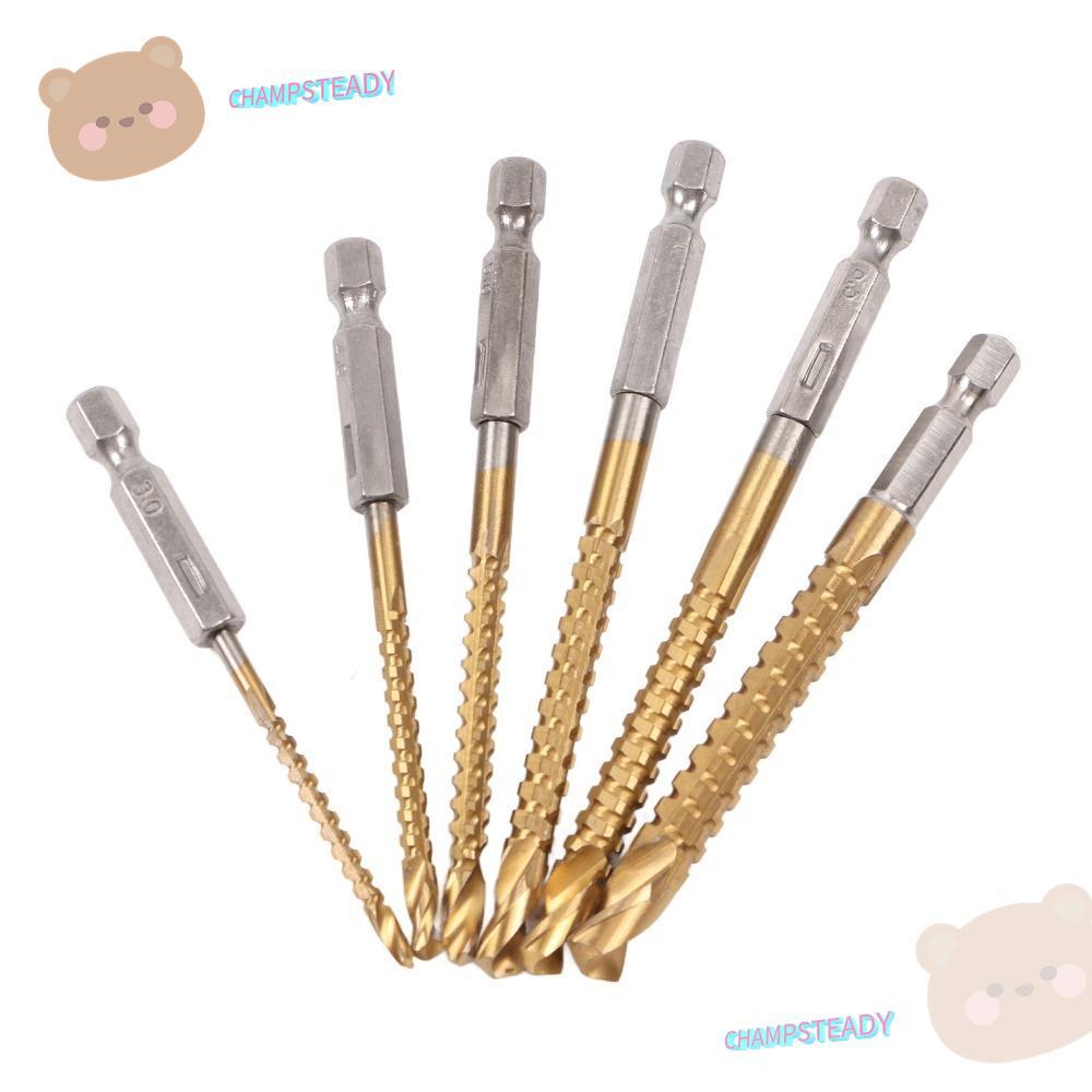 CHAMPSTEADY 6 ชิ้น Twist Drill Bits, HSS Titanium Coated Drill Bit Set, Fast และ Efficient Hex Shank