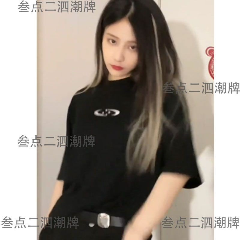 เสื้อยืดแขนสั้น SNH48 Yiqi Sister แบบโอเวอร์ไซซ์จากผ้าฝ้ายแท้ ทรงหลวมรอบคอดีไซน์ง่ายๆ