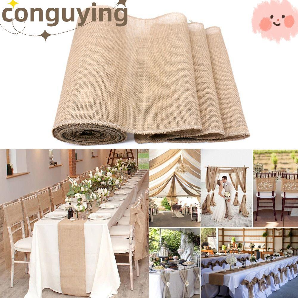 การก่อสร้าง นักวิ่งตารางสําหรับคริสต์มาส Burlap Hessian Country Home Table Runners