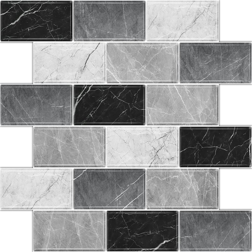 10 แผ่น Peel และ Stick Backsplash สําหรับห้องครัว 12 "X12" Renter Friendly Backsplash กาว Subway Wal