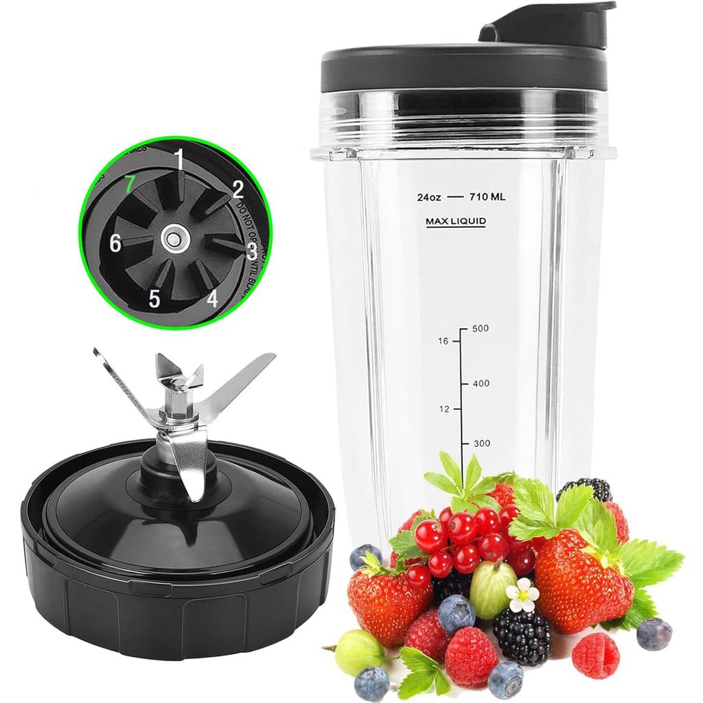 เครื่องปั่นอะไหล่สําหรับ Ninja, 24oz Ninja เปลี่ยน 7 Fins Ninja Blender ใบมีดใช้งานร่วมกับ Ninja BN4