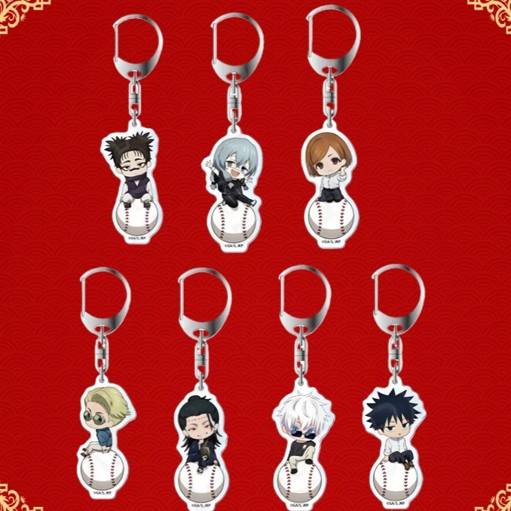 พวงกุญแจอะคริลิค Jujutsu Kaisen JJK Chibi 6 ซม.เบสบอลรุ่น Gojo Satoru Megumi Fushiguro Miwa กลับสะกด