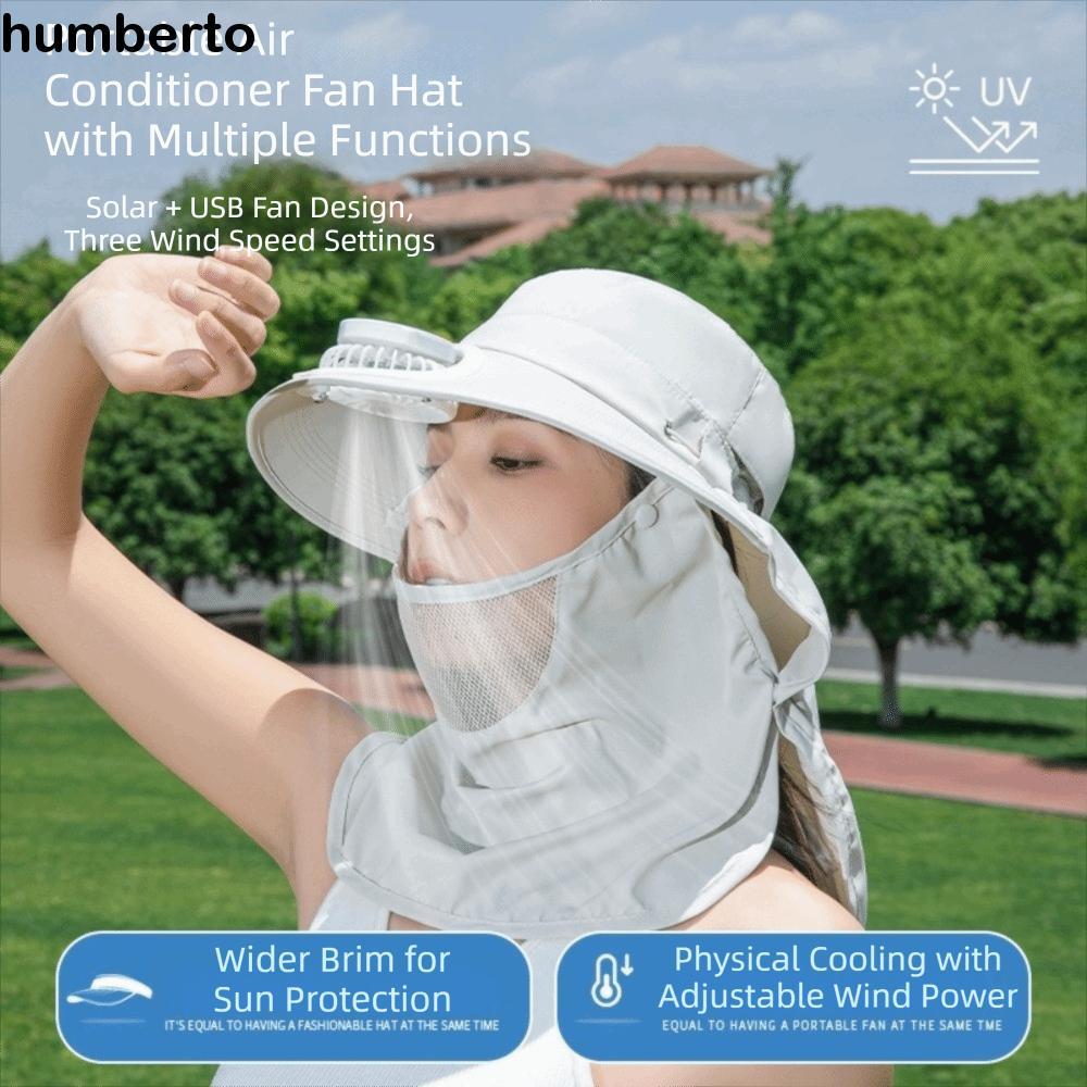 HUMBERTO หมวกพัดลมพลังงานแสงอาทิตย์ ป้องกันรังสียูวี ปีกขนาดใหญ่คลุมไหล่ ราคา ถูกที่สุด ดีลบีเคเค