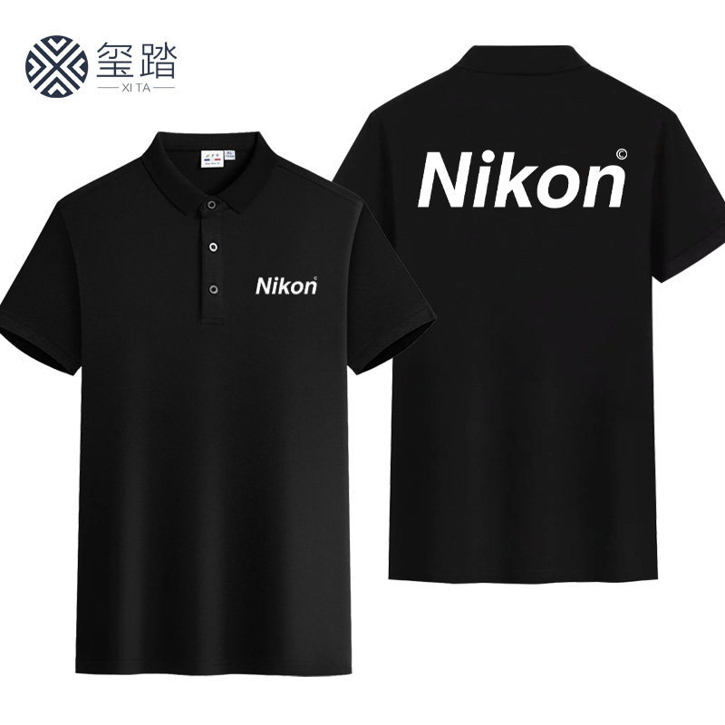 เสื้อโปโลพนักงาน Nikon Camera สำหรับผู้ชายและผู้หญิง ผ้าฝ้าย 100% พิมพ์ลาย ชุดทำงานลำลอง พร้อมส่ง