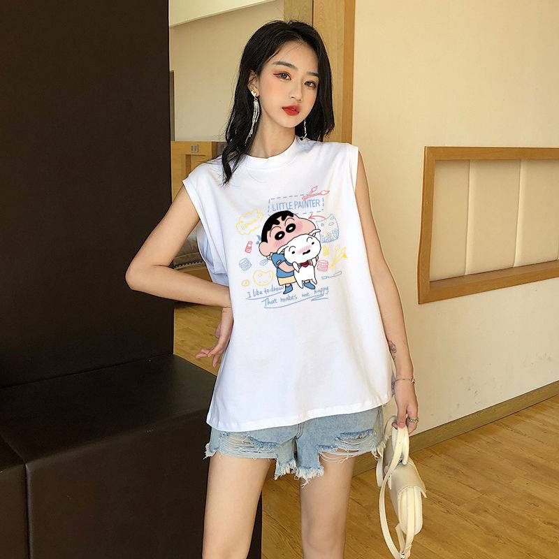 COD💥จัดส่งจากกรุงเทพฯ💥100% ฝ้ายแท้เสื้อแขนกุดสีขาวผู้หญิงหลวม ๆ ฤดูร้อนใหม่เสื้อกั๊กเสื้อยืด ผู้หญิง