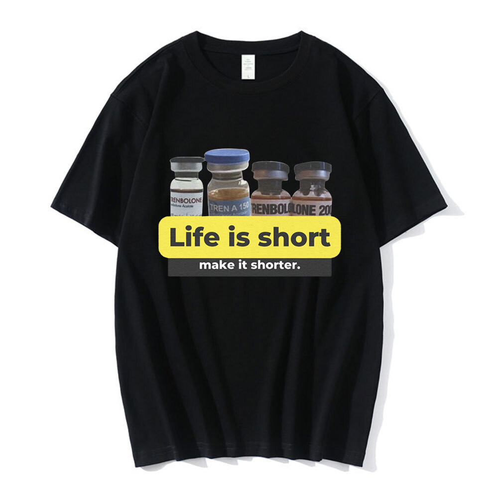 เสื้อยืดตลก "Life is short" 3 สี (ดำ/ขาว/เทา) ผ้าคอตตอนแท้ ใส่สบาย