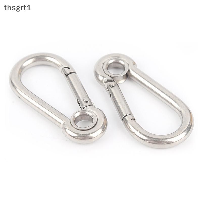 [TG1] M4 M5 M6 M7 M8 Stainless Steel Carabiner Carbine Snap Hook พร้อมตาไก่สปริง Bule Key Ring [TH]
