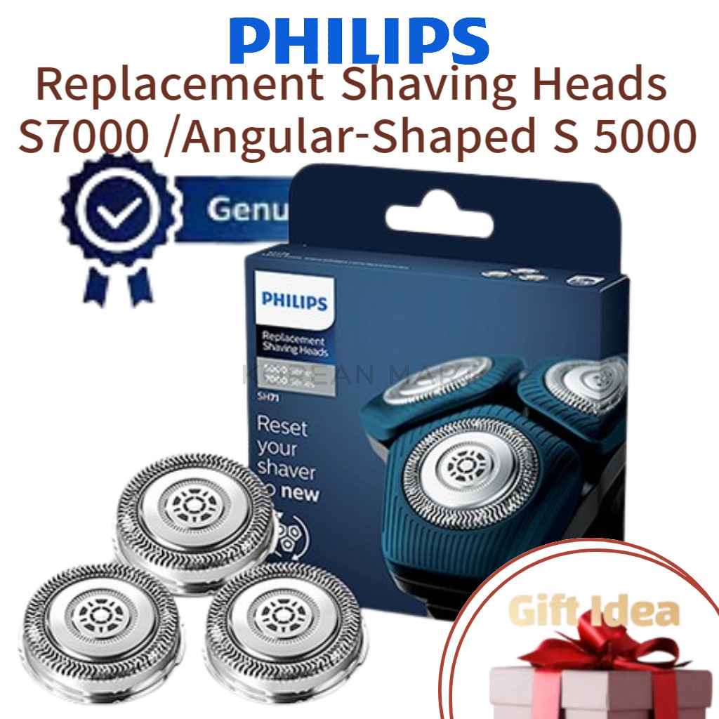 Philips Shaver หัวเปลี่ยน SH71/51 -3HEADS ชิ้นส่วนเดิมสําหรับ S7000 all series และรูปเชิงมุม S5000