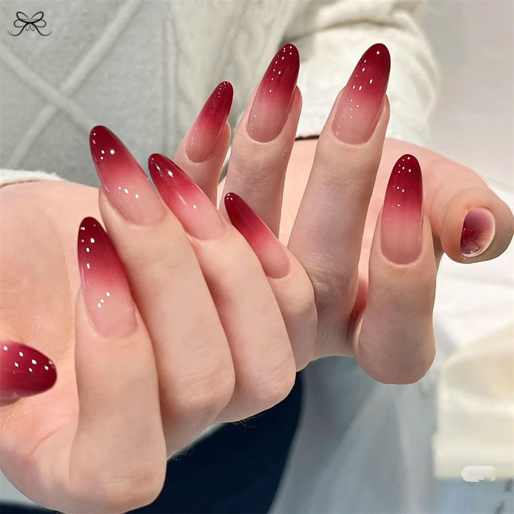 【แถมฟรีอุปกรณ์และกาว】แผ่นแปะเล็บปลอมแบบไล่สีตาแมว 10 ชิ้น สำหรับติดเล็บปลอม ต่อเล็บ สติกเกอร์ติดเล็บ