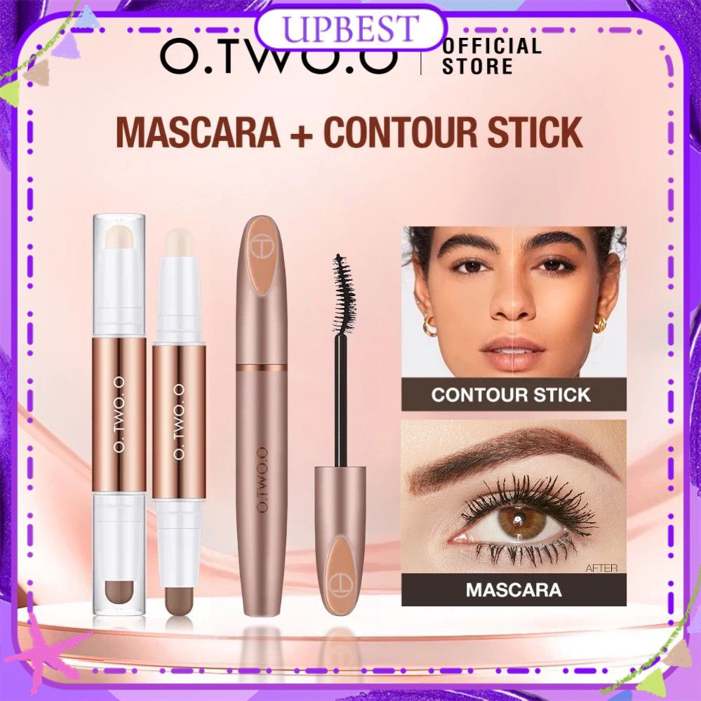 ♕ ชุด 2 ชิ้น O.two.o 2 in 1 ไฮไลเตอร์และคอนทัวร์ มาสคาร่ามุมกว้าง แต่งหน้าติดทนนาน UPBEST